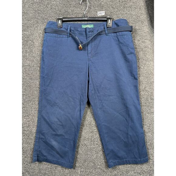 Lauren Jeans Co Capri Pants Womens Size 12 Straight Blue Mid Rise Belted - Picture 1 of 9